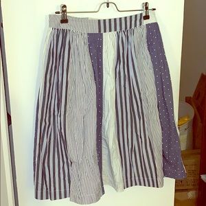 Boden Blue and White Striped Polka Dot Skirt 8L